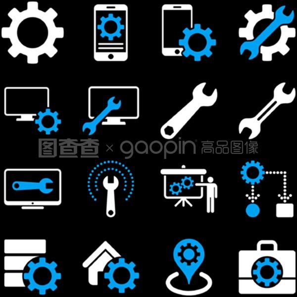 探索选项与服务工具图标集 现代信息服务业务的视觉化革新